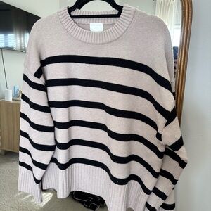 H&M Women's Sweater - Black and Cream Stripes
